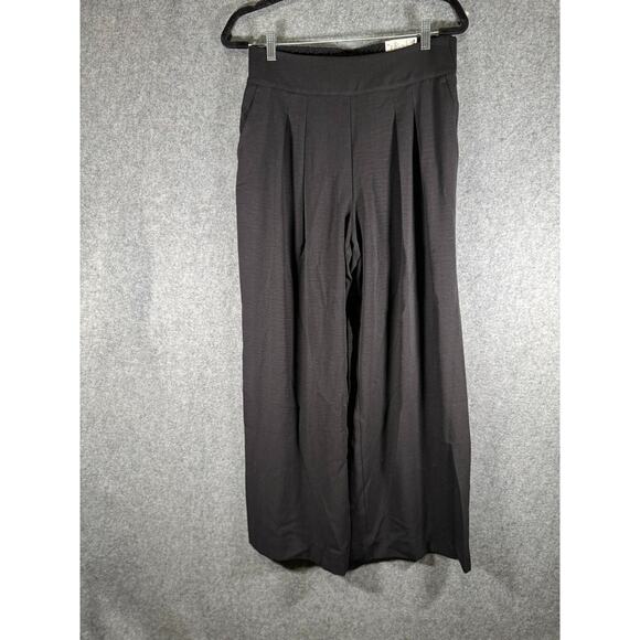 Nine West Pants Women Medium Black Wide LEg Pleated Stretch Pull ON Stretch‎ NWT - Picture 1 of 8